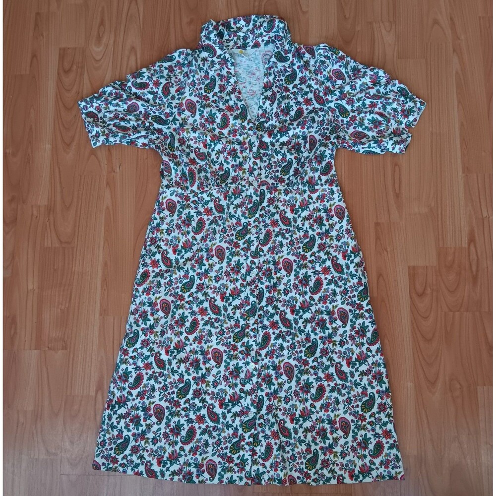 Boden Corinne Midi Tea Dress‎ Size 8L Floral Paisley Print Pockets Garden Boho